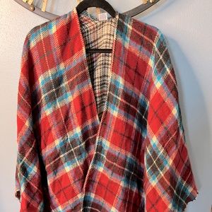 Plaid poncho